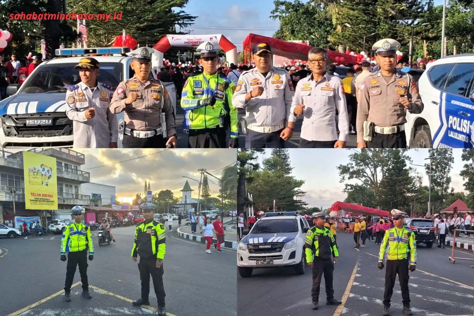 Satuan Lalu Lintas Polres Minahasa Laksanakan Pengamanan Jalur Jalan Sehat Hut Kemerdekaan Ri Ke-81
